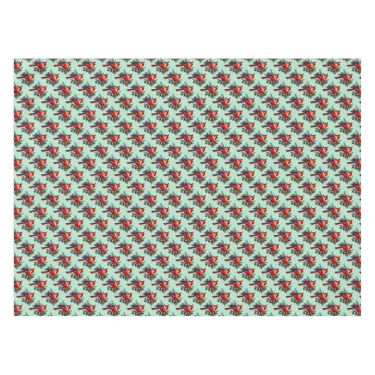 冬の実をつけた松の枝にいるカーディナル テーブルクロス (正面(横))