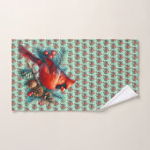 冬の実をつけた松の枝にカーディナル バスタオルセット (ハンドタオル)