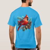 冬の実をつけた松の枝にカーディナル Tシャツ (裏面)
