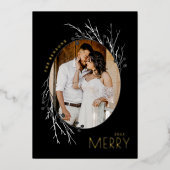 冬の実 メリーブランチ グレー ブラック リアル 箔シーズンカード (正面)