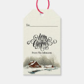 冬の家のクリパーソナライズされたスマス ギフトタグ (正面)