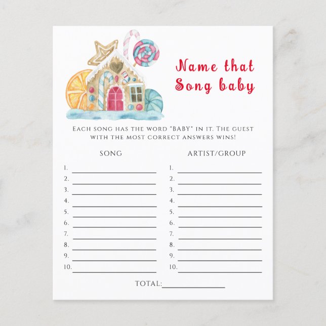 冬の家のケーキ、その曲の名前ベビーシャワーゲーム (正面)