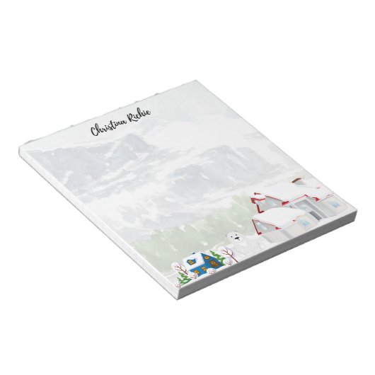 冬の家の冬の水彩風景 ノートパッド (アングル)