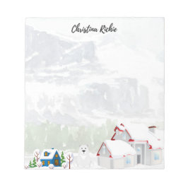 冬の家の冬の水彩風景 ノートパッド