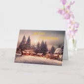 冬の家の森 – メリークリスマス 箔グリーティングカード (蘭)