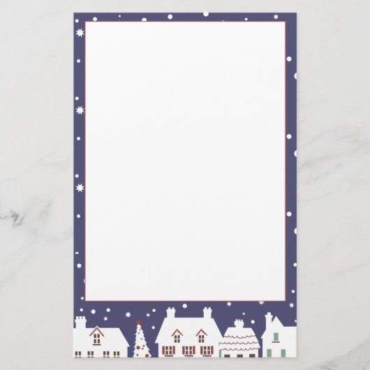 冬の家モダン々クリスマス雪 便箋 (正面)
