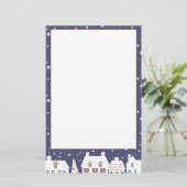 冬の家モダン々クリスマス雪 便箋 (スタンド正面)