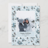 冬の家族おもしろいクリスマスパターン写真 シーズンカード (正面)