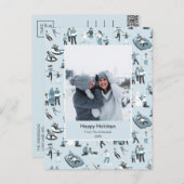 冬の家族おもしろいクリスマスパターン写真 シーズンポストカード (正面/裏面)