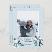 冬の家族のおもしろいクリスマスフォト シーズンポストカード (正面/裏面)