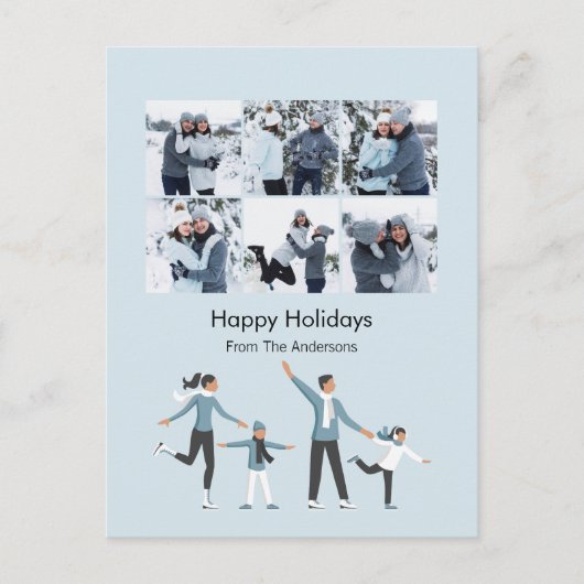 冬の家族のおもしろいクリスマス6写真 シーズンポストカード (正面)