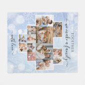 冬の家族のモダンクリスマス14写真コラージュ フリースブランケット (正面(横))