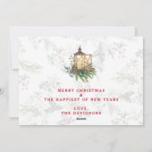 冬の家族の写真金ゴールドメリークリスマススクリプト シーズンカード (裏面)