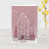 冬の家 カード (黄色い花)