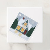 冬の家、クリスマスの木のメッセージカード フェイバータグ (インサイチュ)