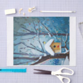 冬の家、雪の鳥小屋 薄葉紙 (クラフト)