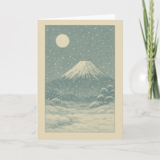 冬の富士山の日本語クリスマスカード シーズンカード (正面)