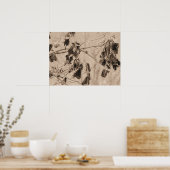 冬の寒さが死んだ葉枝の上 ポスター (キッチン)