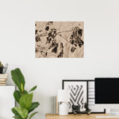 冬の寒さが死んだ葉枝の上 ポスター (ホームオフィス)