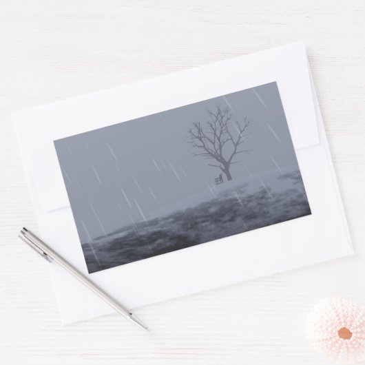 冬の寒さのシール 長方形シール (封筒)