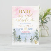 冬の寒さの外でジェンダーが赤ちゃんシャワーを明らかにする 招待状 (スタンド正面)