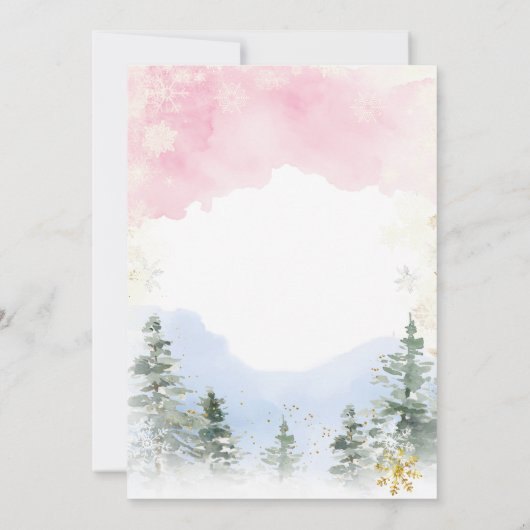 冬の寒さの外でジェンダーが赤ちゃんシャワーを明らかにする 招待状 (裏面)