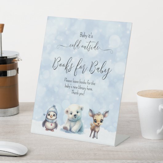 冬の寒さの外の赤ちゃんシャワーテーブルサイン 台座サイン (インサイチュ)