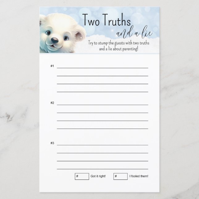 冬の寒さの外の赤ちゃんシャワー二つの真実のゲーム (正面)