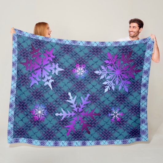 冬の寒さの雪片 フリースブランケット (インサイチュ)