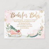 冬の寒さ外の赤ちゃんシャワーピンク本を持ってくる エンクロージャーカード (正面)