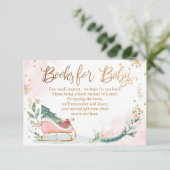 冬の寒さ外の赤ちゃんシャワーピンク本を持ってくる エンクロージャーカード (スタンド正面)