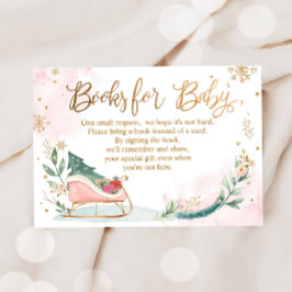冬の寒さ外の赤ちゃんシャワーピンク本を持ってくる エンクロージャーカード