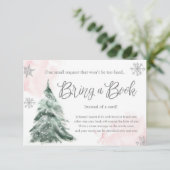 冬の寒さ外の赤ちゃんシャワーピンク本を持ってくる エンクロージャーカード (スタンド正面)