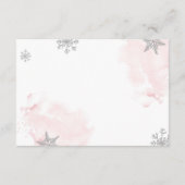 冬の寒さ外の赤ちゃんシャワーピンク本を持ってくる エンクロージャーカード (裏面)