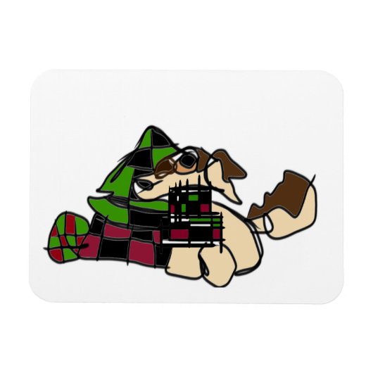 冬の小さな子犬 マグネット (横)