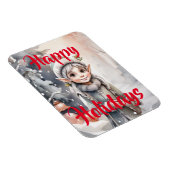 冬の小妖精や小人ワンダーランドフォードホリデーカード マグネット (右側)