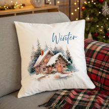 冬の小屋と雪に覆われた森の鹿