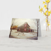 冬の小屋のブランクの挨拶状 カード (黄色い花)