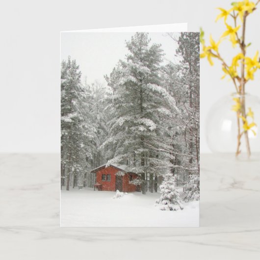 冬の小屋カード カード (黄色い花)