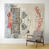 冬の小屋 赤いトラック クリスマス タペストリー (インサイチュ(横))