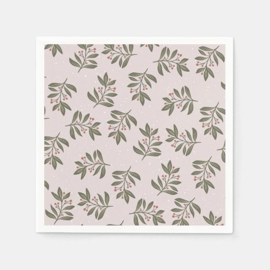 冬の小枝と雪 スタンダードカクテルナプキン (正面)