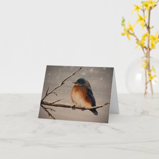 冬の小鳥 カード (黄色い花)
