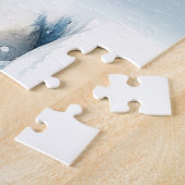 冬の少女と鳥の青いフローラコート ジグソーパズル (側面)