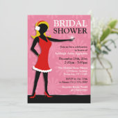 冬の少女 赤いドレス ピンクの結婚前のお祝い 招待状 (スタンド正面)