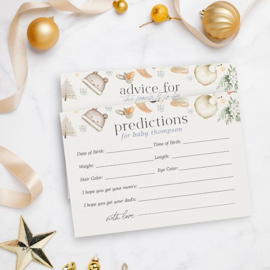 冬の少年の青の予測アドバイスベビーシャワー エンクロージャーカード