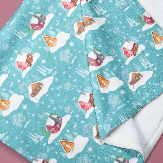 冬の居心地の良いキャビンパターン フリースブランケット