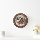 冬の居心地の良い木造のコテージ。 ラウンド壁時計 (ホーム)