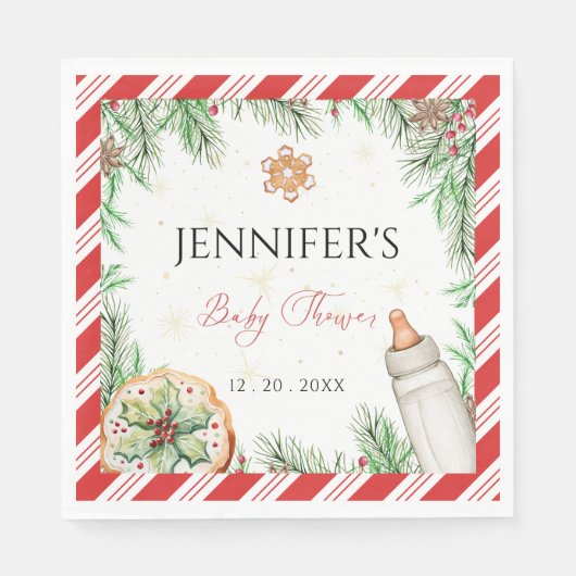 冬の居心地の良い男女兼用赤ちゃんシャワー スタンダードランチョンナプキン (正面)