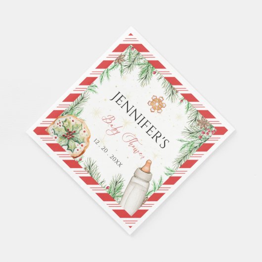 冬の居心地の良い男女兼用赤ちゃんシャワー スタンダードランチョンナプキン (角)