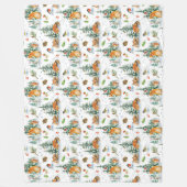 冬の居心地の良い自然キツネラビットバードパインコーン フリースブランケット (正面)